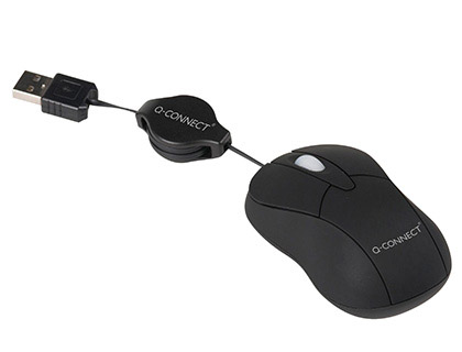 Ratón Q-Connect mini óptico 800 dpi retráctil USB